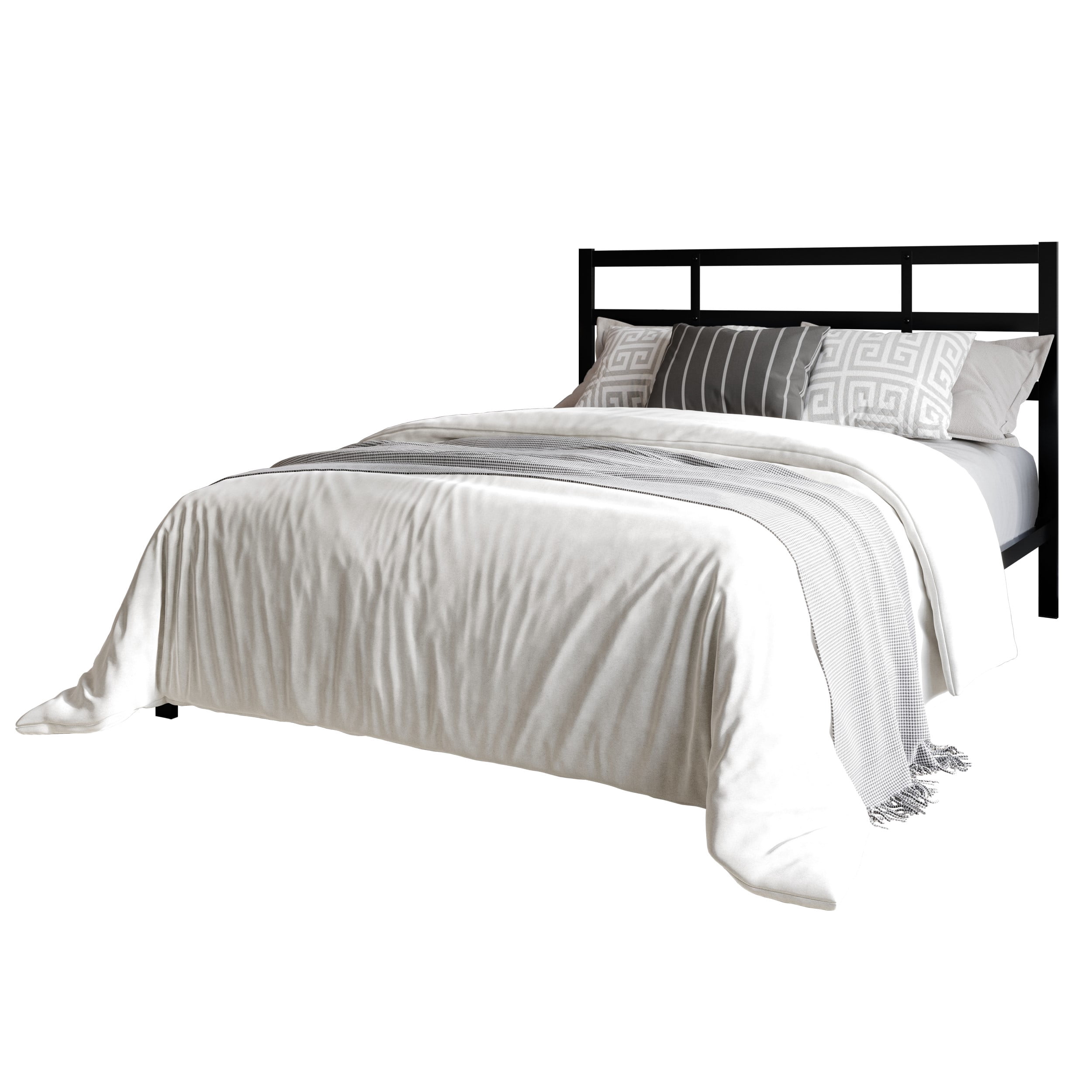 Home Design Sumter Queen Metal Bed Frame with Under-Bed Storage, Sturdy Slats, Black, Easy Assembly, Adult