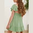 thumbnail image 7 of TQWQT Girls Dresses Size 10-11 Green Twirl Dress Tween Girls Clothes Kids Square Neck Cute Formal Dress Off Shoulder Summer Outfits, 7 of 7