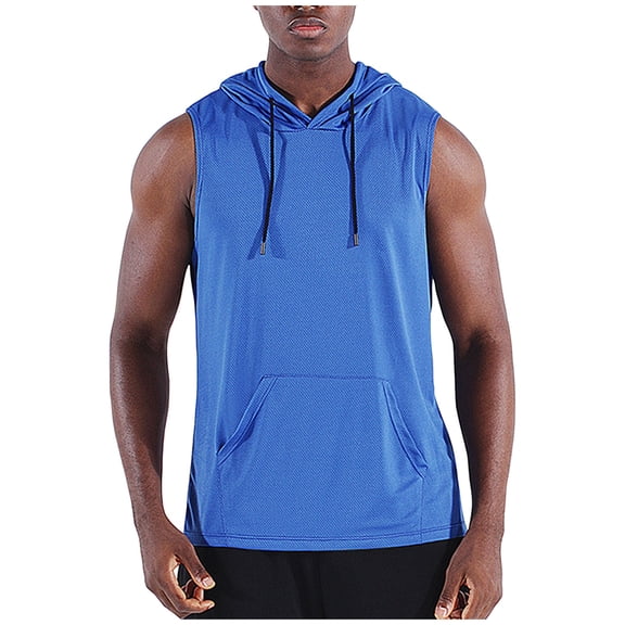 Maean Mens Athletic Shirts with Hoodies Sleeveless Workout Running Gym Tops for Men Loose Tshirts