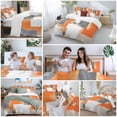 thumbnail image 5 of 3 Piece Burnt Orange Gray Duvet Cover Set Queen Size,Microfiber Comforter/Quilt Cover with Corner Ties and 2 Pillowcases,Modern Abstract Oil Painted Geometric All Season Bedding with Zipper Closure, 5 of 8