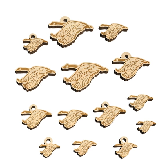 Canadian Goose Canada Wood Mini Charms Shapes DIY Craft Jewelry - With Hole - 14mm (26pcs)