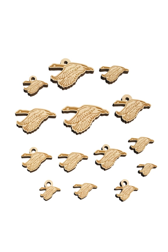 Canadian Goose Canada Wood Mini Charms Shapes DIY Craft Jewelry - No Hole - 16mm (22pcs)