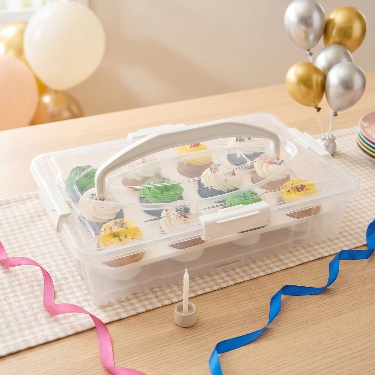 Rectangular Cake/Cupcake Carrier White
