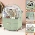 thumbnail image 4 of Wdmiya Makeup Organizer with 3 Drawers, Cosmetics Skincare Organizers with Transparent Lid, Vanity Makeup Storage，Bathroom Counter Organizer, Green, 4 of 11