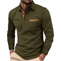 USNSM Men's Long Sleeve Golf Shirts Vintage Patchwork Casual Collared Button Up Workout Pullover Muscle Comfy Breathable Tee Tops Green XXL