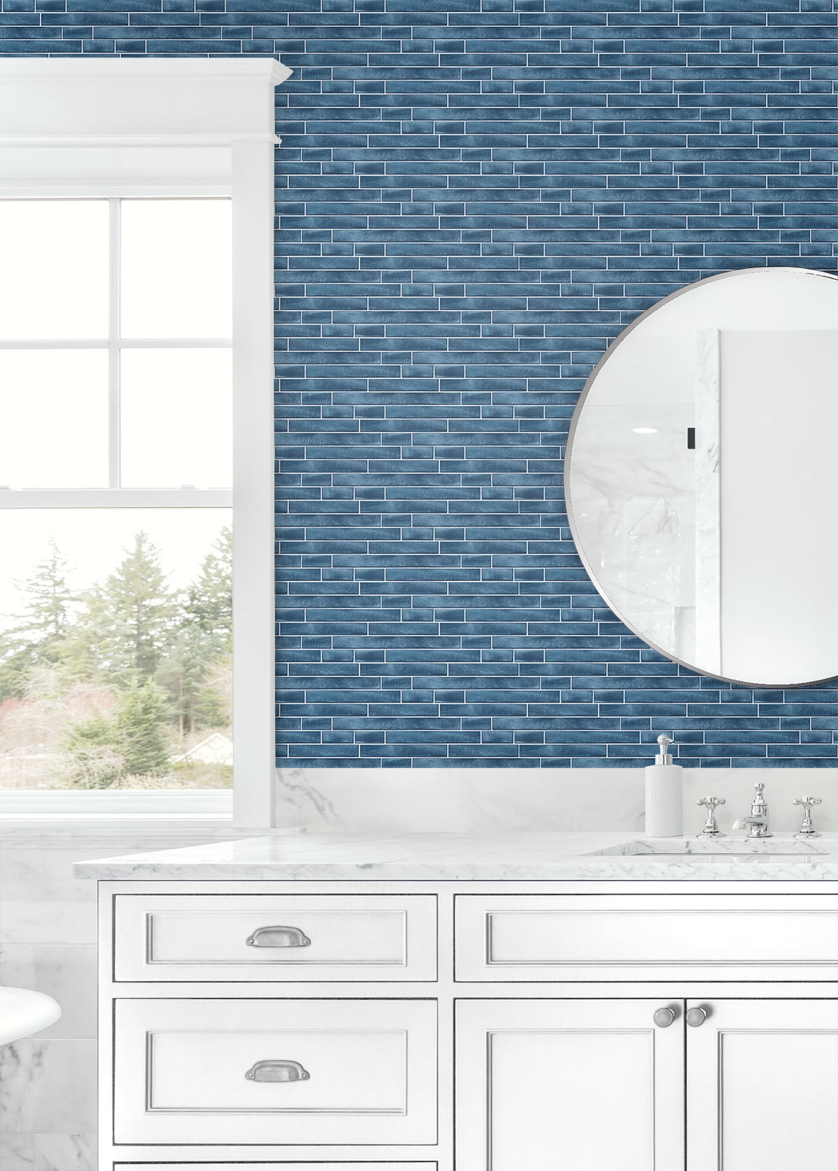 NextWall Brushed Metal Tile Peel and Stick Wallpaper