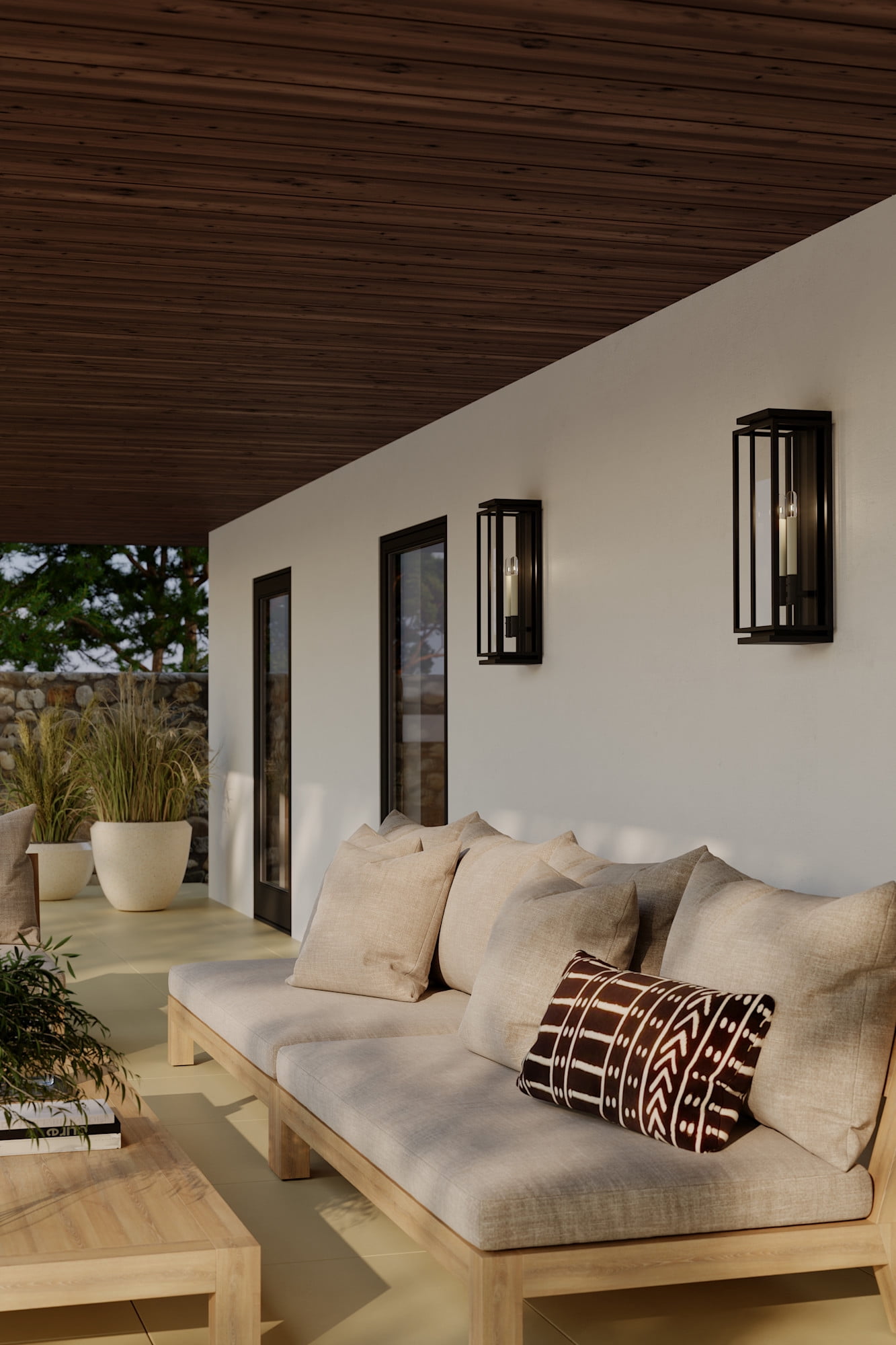 The Great Outdoors 78602-899 Stratford 2 Light 24" Tall Outdoor Wall Sconce - Dark Matte