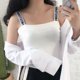 thumbnail image 5 of Camisola pequeña con letras elásticas nueva de verano 2019 para mujer, delgada, sexy, a la moda, informal, para vacaciones en casa, para usar en el interior, 5 of 5
