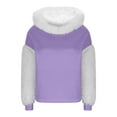 thumbnail image 2 of Women's Warm Long Sleeve Hoodie Pullover Sweatshirt Round Neck Solid Color Casual Loose Fit Fleece Lined Top for Daily Wear Winter Fashion | CSEONE,Purple L, 2 of 9