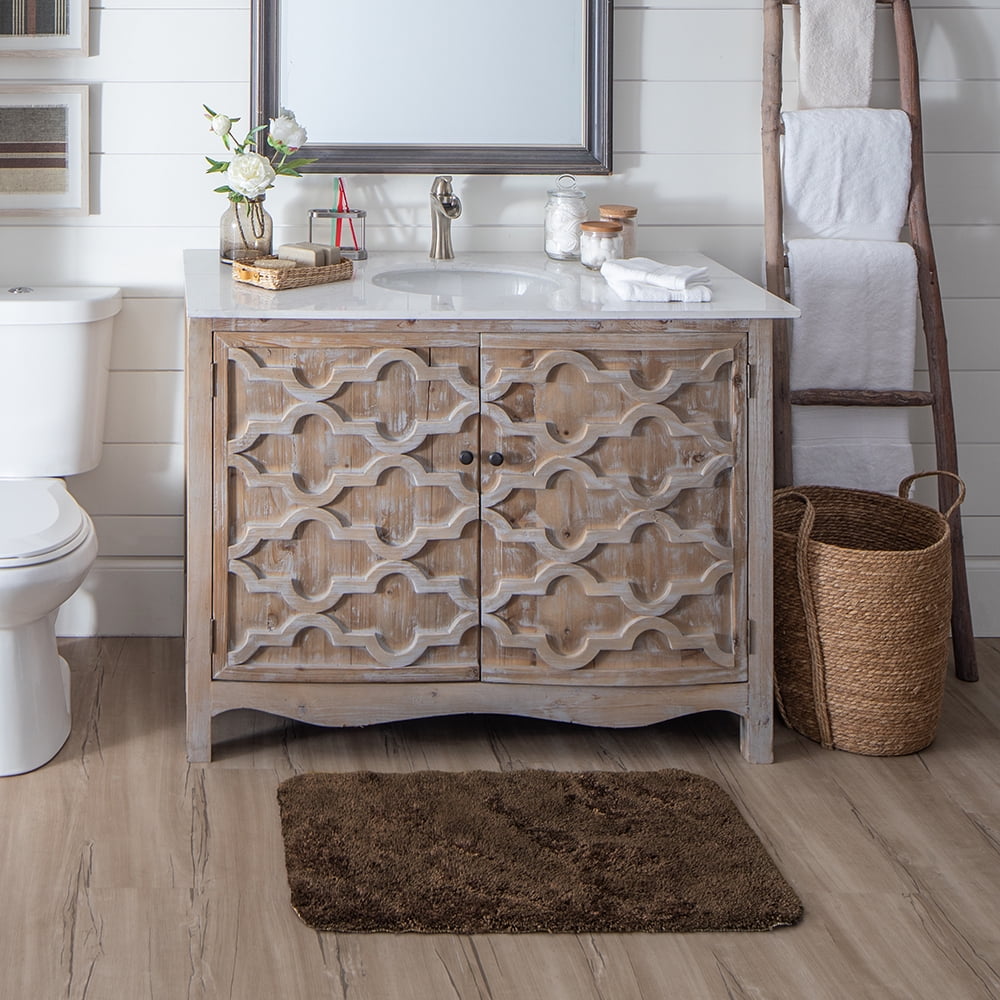 Mainstays Performance Polyester Bath Rug, Brown Basket, 19.5" x 34"