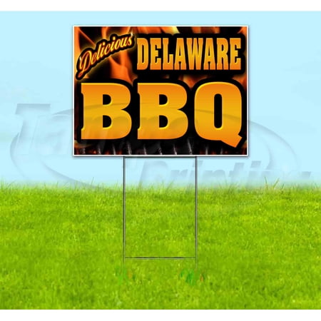 Delaware BBQ (18 x 24 ) Yard Sign Includes Metal Step Stake