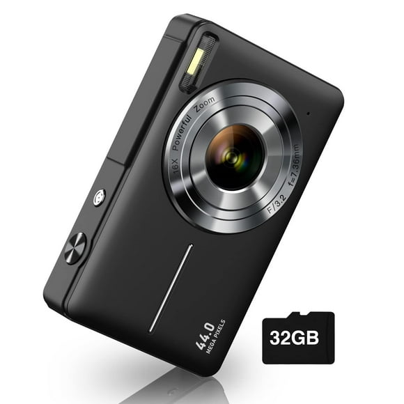 Digital Camera, Camkory FHD 1080P Kids Camera 44MP Point and Shoot Digital Cameras with 32GB SD Card, 16X Zoom, Two Batteries, Lanyard, Compact Small Camera for Kids Boys Girls