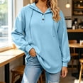 thumbnail image 6 of THNCYX Women Waffle Knit Hooded Henley Shirts Drawstring Hoodies Long Sleeve Tops Loose Fit Casual Sweatshirt Fall Clothes, 6 of 7