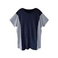 thumbnail image 1 of Women Stripe Spliced Color Block Round Neck Short Sleeve T-shirt, 1 of 2