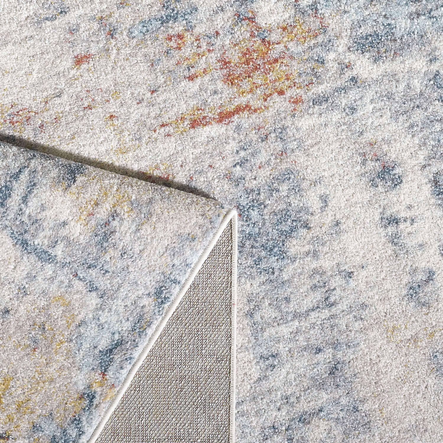 Venita Cream and Blue Woven Area Rug