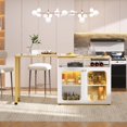 thumbnail image 2 of Homieasy Wine Cabinet with Charging Station and LED Light, Rotating Wine Rack Table for Liquor with Glass Holder and Wine Rack Storage, Freestanding Floor Coffee Bar Cabinet for Kitchen, White, 2 of 8