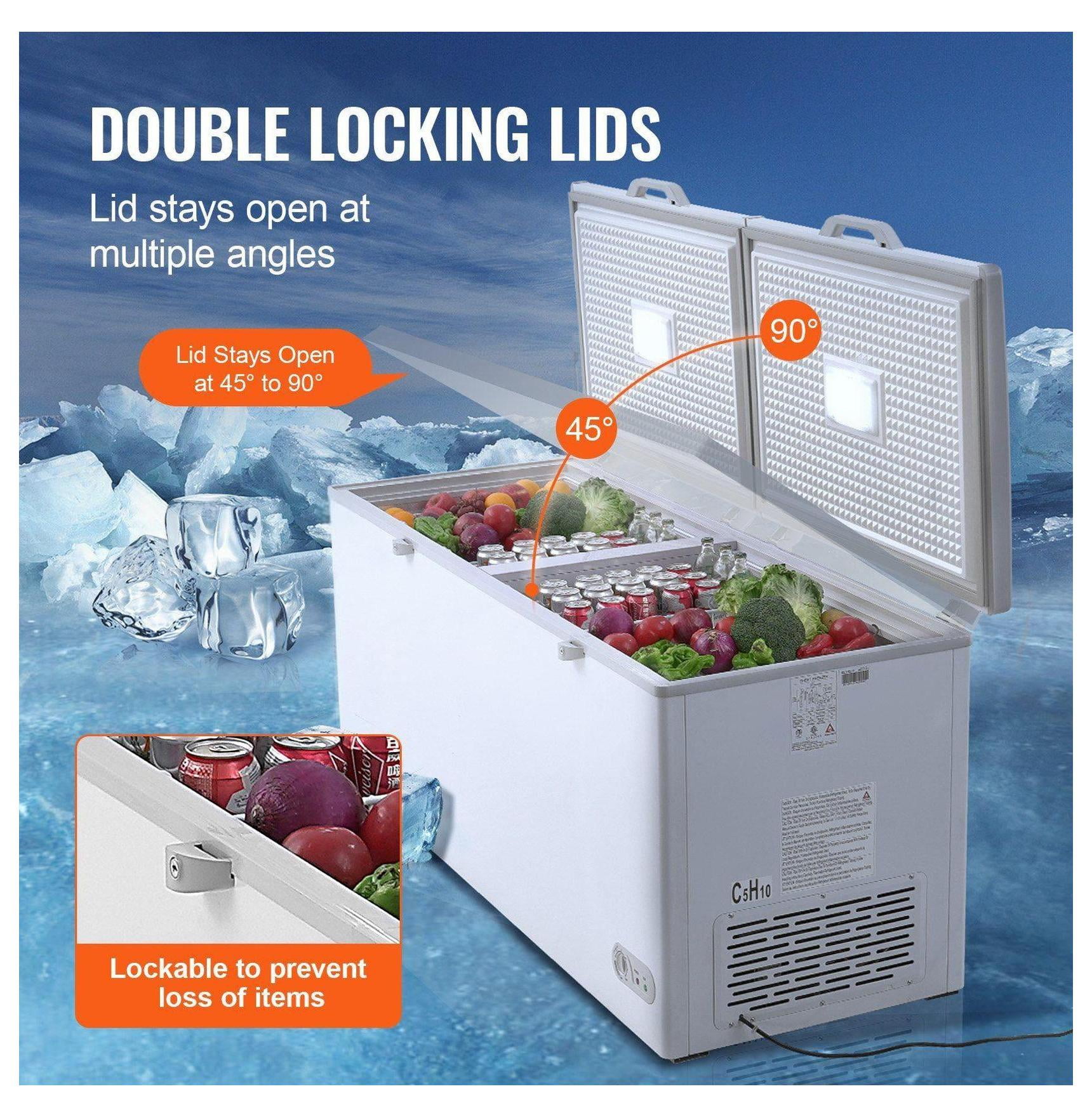 Chest Freezer 19.8 Cu.ft Large Deep Freezer with Baskets - Commercial Freestanding Freezer, Adjustable Temp, LED Light, 6 Wheels - Food Preservation