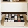 thumbnail image 4 of 24 Cell Foldable Drawer Organizer, Non-Woven Sock and Underwear Storage Box, Grid Divider Storage Container for Socks Ties Belts and Personal Accessories(White,32x10cm), 4 of 5