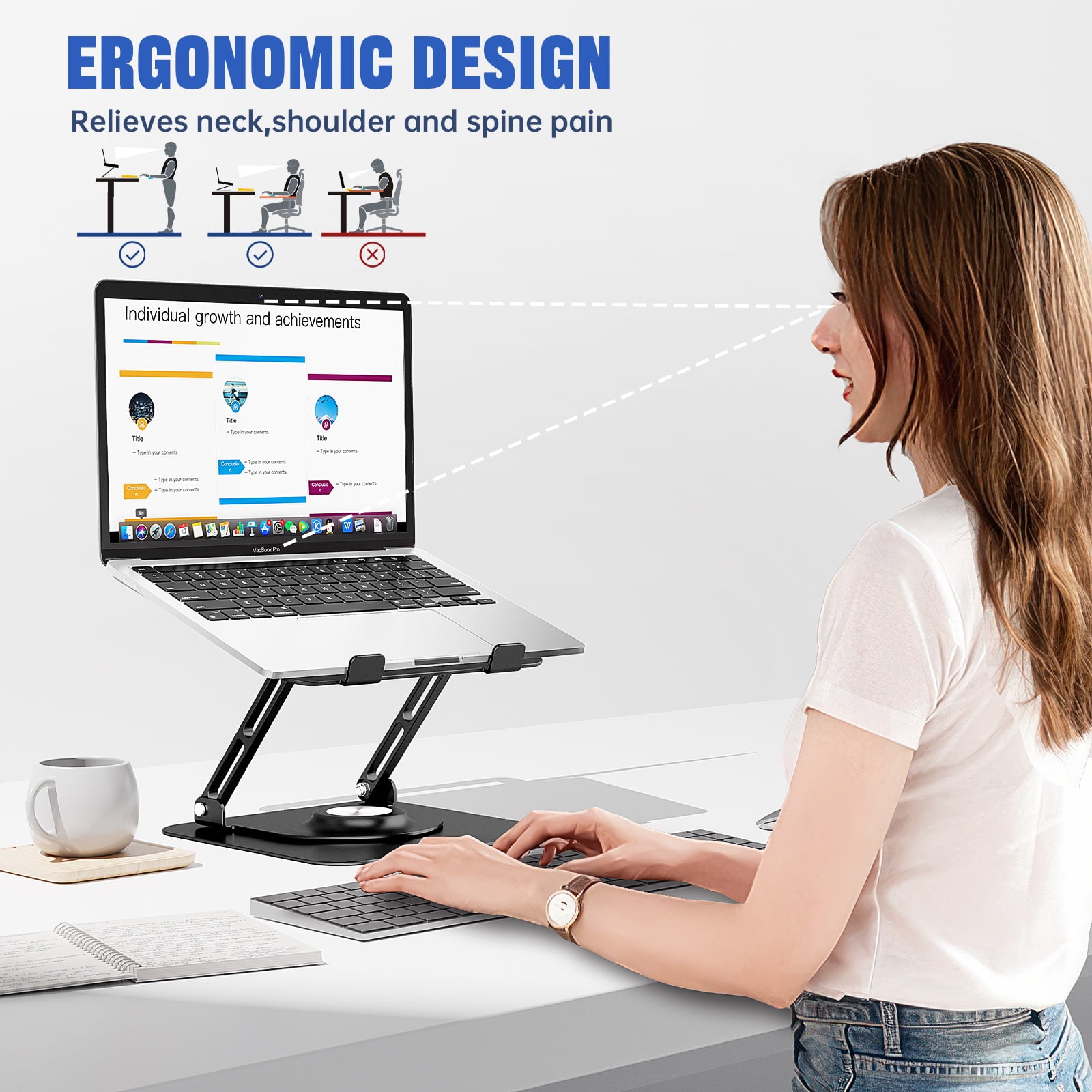 Laptop Stand for Desk, JOYEKY Aluminium Alloy Adjustable  360° Ergonomic Riser for 10-16" Laptops