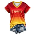 thumbnail image 4 of Women's V Neck Short Sleeve Soccer Top, Spain National Team Themed Gradient 2026 Soccer Cup Casual Match Day Outfit Shirt, 4 of 4