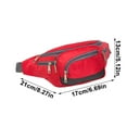 thumbnail image 2 of Xfvqtps Waist Bag for Men Multiple Pockets Solid Color Large Capacity Zip up Nylon Chest Bag Red, 2 of 7