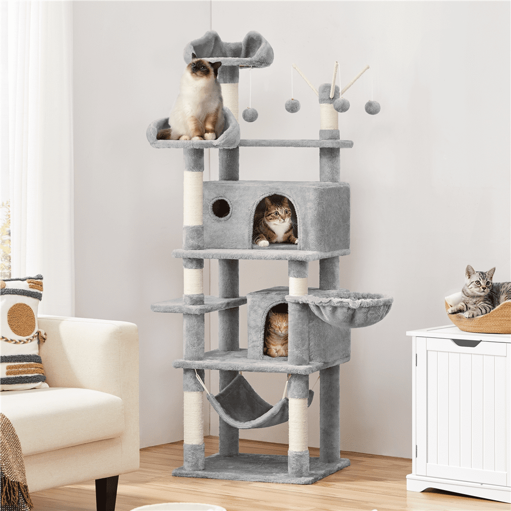 Renwick 67'' H Multi-Level Cat Tree Cat Tower with Condos, Light Gray