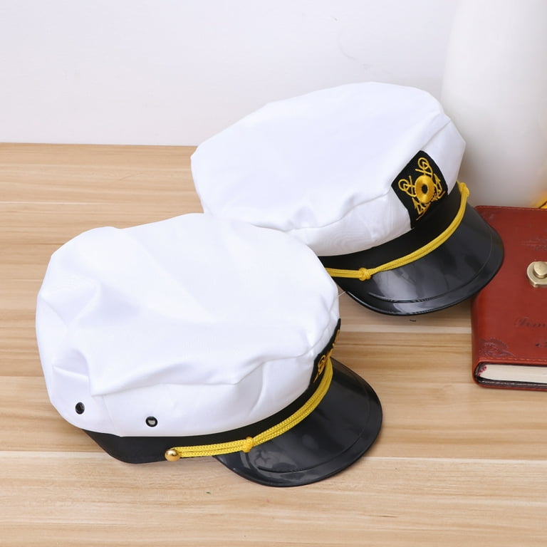NUOLUX 2 Pcs Funny Captain Hat Yacht Sailors Hat Fishing Captains Male  Female Uniforms Performing (White, Average Size)