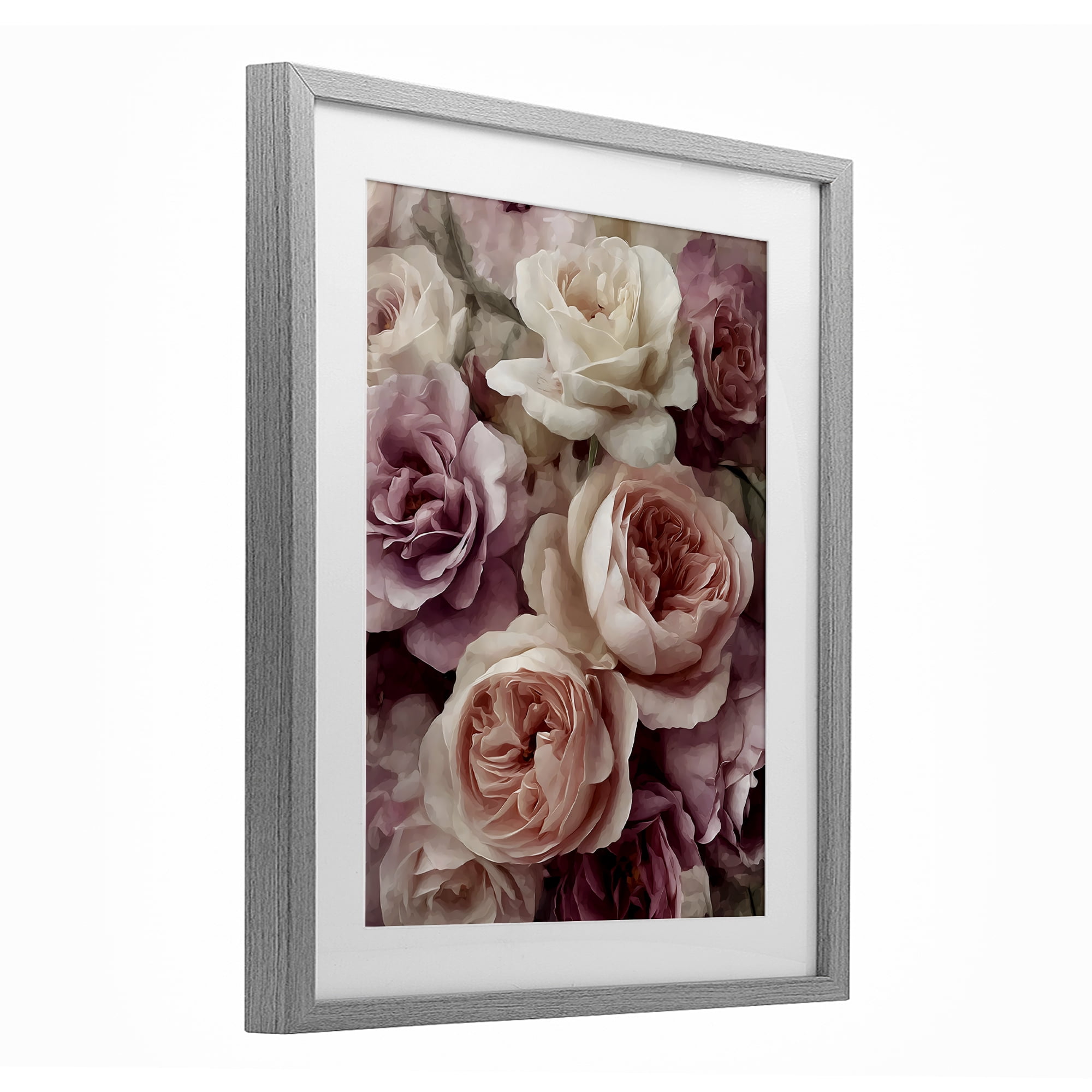 Stupell Industries Sweet Roses in Blush Pink Gray Framed Print Under Glass, design by Franklyn Gregory