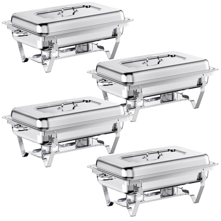 Chafing Dish Buffet Set 4 Pack Full Size  Jacgood 8QT Stainless Steel Chafing Dishes for Buffet  Chafers and Buffet Warmers Sets for Parties  Events  Wedding  Camping  Dinner