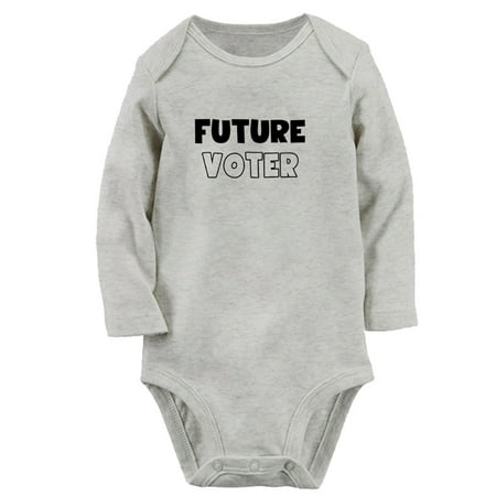 

Future Voter Funny Rompers Newborn Baby Unisex Bodysuits Infant Jumpsuits Toddler 0-12 Months Kids Long Sleeves Oufits (Gray 6-12 Months)