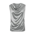 thumbnail image 7 of Cowl Neck Tank Tops for Women Satin Loose Fit Sleeveless Top Summer Clothes Casual T-Shirt for date night, #02 Light Gray M, 7 of 7