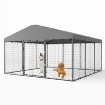 ALAULM Large Outdoor Dog Kennel: Heavy Duty, Galvanized Steel Panels with Roof, Double Safety Locks