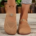 thumbnail image 2 of Mary Jane Shoes Women Slip on Wide Toe Box Barefoot Walking Shoes Breathable Mesh Fashion Buckle Casual Flat Shoes Khaki Size 6, 2 of 7