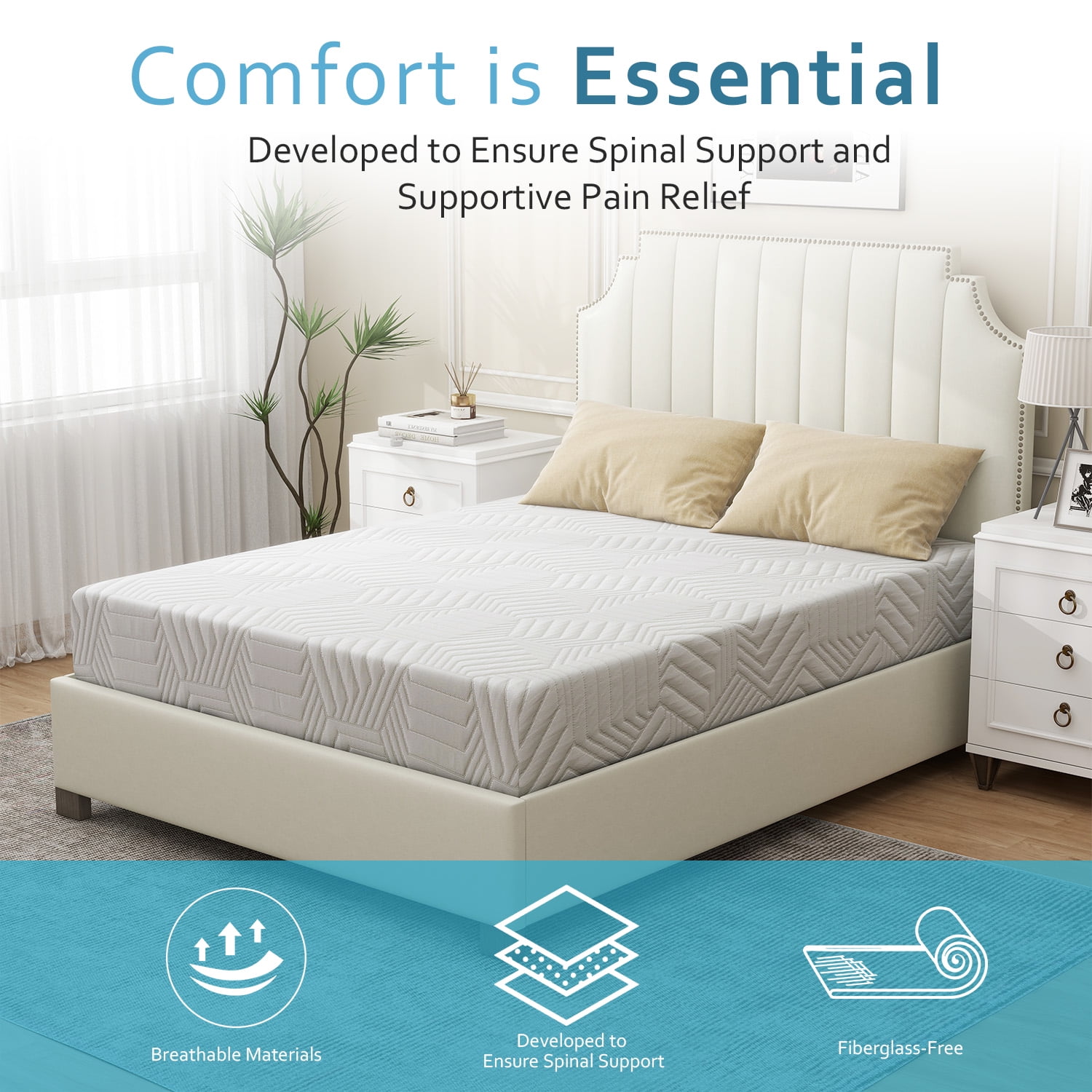 Full Mattress 8 inch Memory Foam Mattress in a Box Made in USA