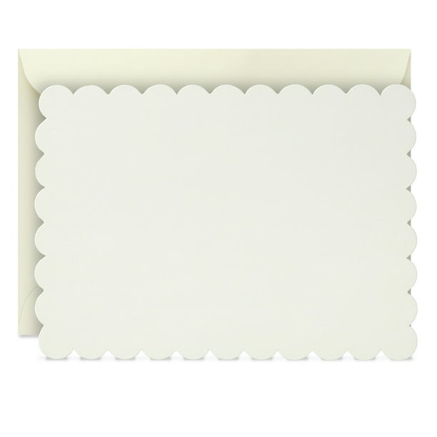 Hallmark Blank Flat Note Cards, Scalloped Ivory, 24 ct.
