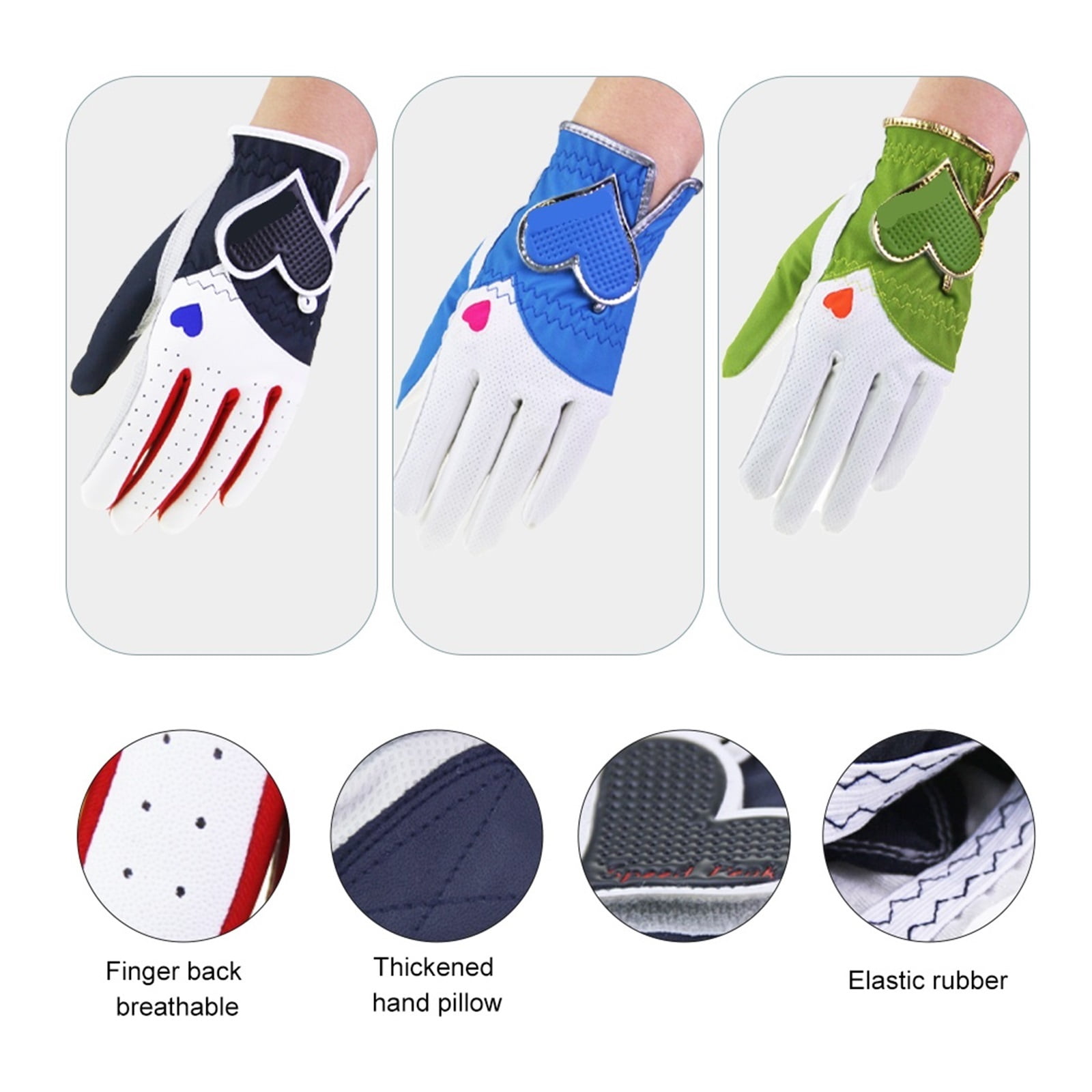 1 Pair Women's PU Leather Golf Gloves,Micro Soft Fiber Breathable Gloves