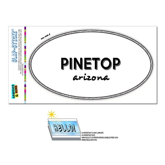 Pinetop, AZ - Arizona - Black and White - City State - Oval Laminated Sticker
