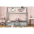 thumbnail image 4 of Twin Size House Bed, Gray, Fence And Door - Strong Pine Wood Bed In Gray With & Construction, 4 of 7