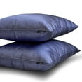 thumbnail image 5 of The HomeCentric Decorative Pillow Covers Blue Pack of 2, 24"x24" (60x60 cm) Satin Solid Cushion Covers For Sofa, Solid Modern Style - Midnight Blue Slub Satin, 5 of 5