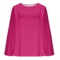 thumbnail image 6 of Lenpel Women's Tops Trendy Bell Long Sleeve Boat Neck Solid Color T Shirts Loose Tunic Blouse Soft Casual Tees(Hot Pink,XX-Large), 6 of 7