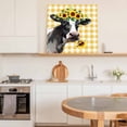thumbnail image 6 of Farm Cow Framed Canvas Wall Art, Sunflower Yellow Plaid Watercolor Country Style Wall Art Painting for Living Room Bedroom Home Decor, 20”x20”, Office Artwork Print, 6 of 9