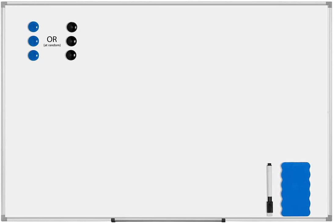 Wall Mounted Whiteboard XIWODE Magnetic Dry Erase Board 36 x 24 Inch Erase Board Silver Aluminium Framed with Lacquered Steel Surface，90 x 60 cm Lightweight White Board