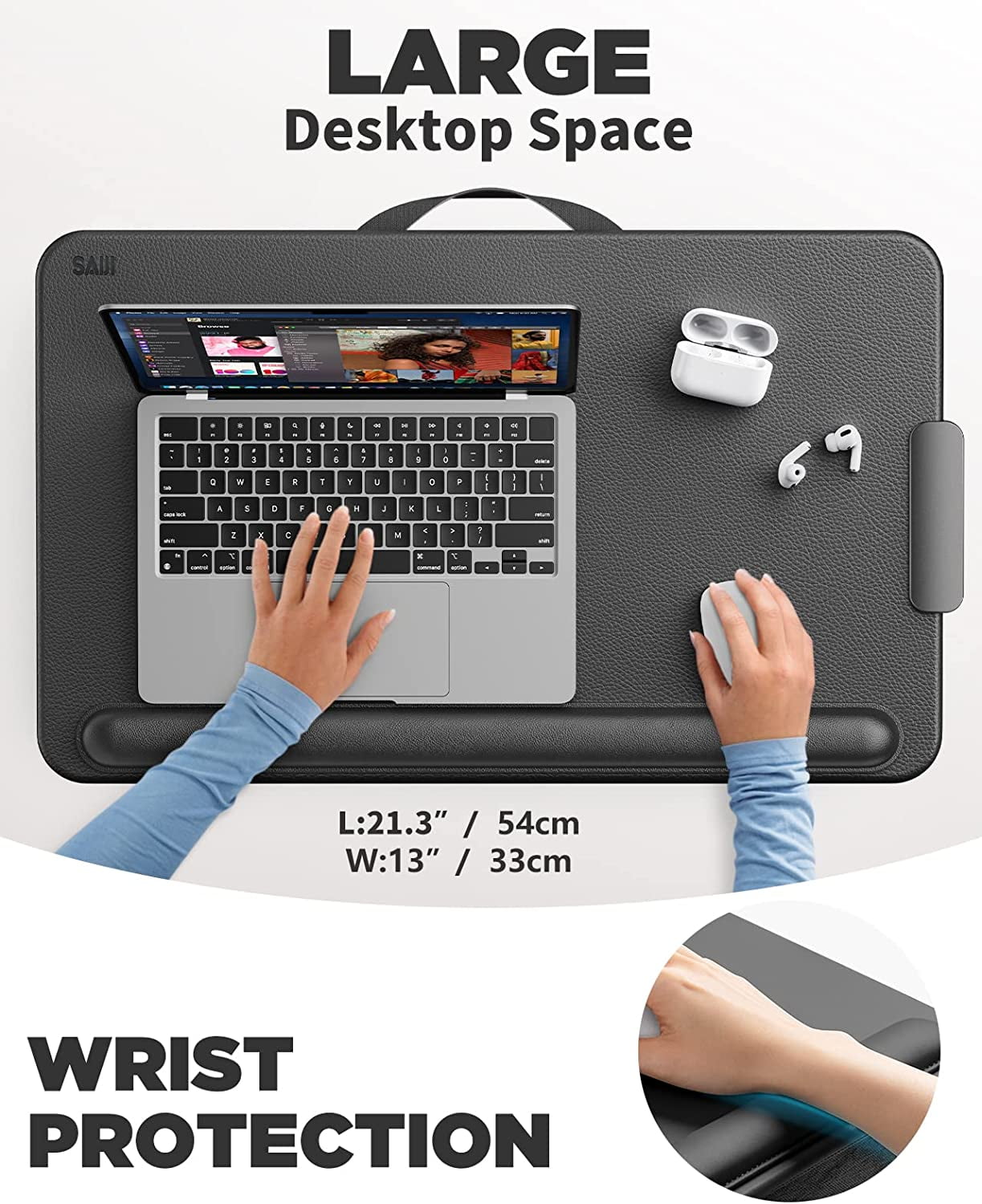 Laptop Lap Desk, Portable Laptop Desk for Bed - Fits Up to 17" Laptops & MacBook,Lightweight Lap Tray Table,Black