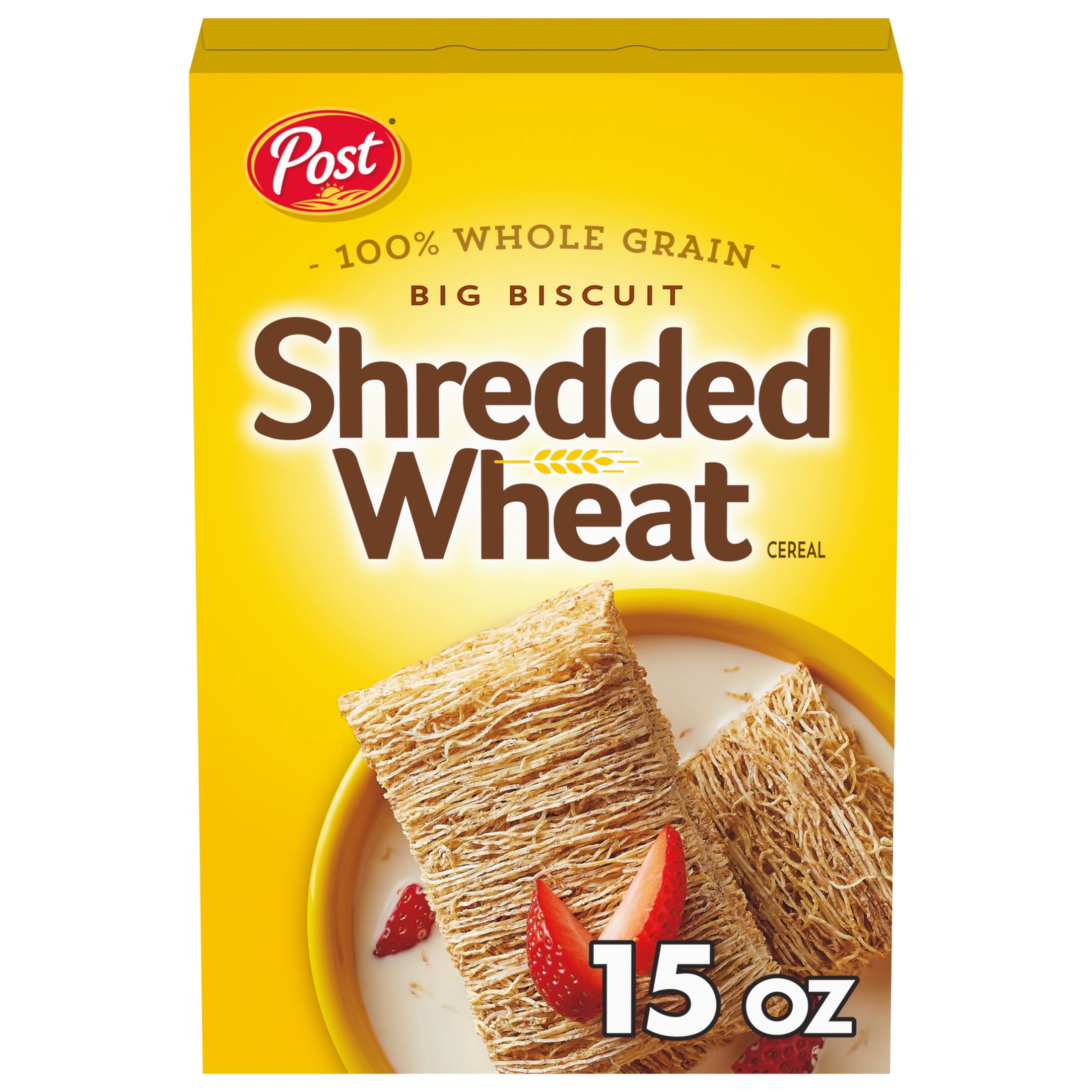 (8 pack) Post Big Biscuit Shredded Wheat Breakfast Cereal, Whole Grain, No Sugar Added, Crunchy 15 oz Box
