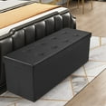 thumbnail image 2 of Topbuy Large Folding Storage Faux Leather Stool Black, 2 of 10