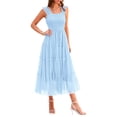 thumbnail image 1 of Vestido PRETTYGARDEN Azul Claro sin Mangas con Fruncido Midi, 1 of 9