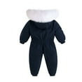 thumbnail image 3 of GYRATEDREAM kids Unisex Baby Hooded Winter Outerwear Snowsuit Newborn Infant Warm Fleece Jacket Jumpsuit Romper Thick Coat for 2-3Y Blue, 3 of 5