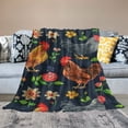 thumbnail image 2 of Chicken blanket, children's gift, adult bed, living room bedding, sofa, soft, warm, lightweight, comfortable, cute embroidered rooster and sunflower blanket, birthday decoration, multiple sizes in, 2 of 6