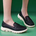 thumbnail image 3 of Platform Wedges Penny Loafers for Women Spring Autumn Fashion Leather Memory Foam Comfort Casual Walking Shoes, 3 of 6