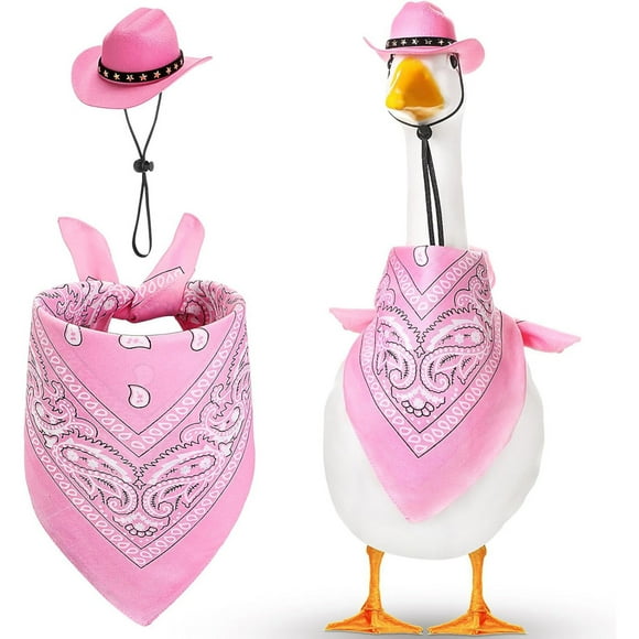 Antqov Western Cowboy Porch Goosesss Outfits for 23in Cement Goosesss Statue Clothes Cowboy Hat with Bandana Scarf